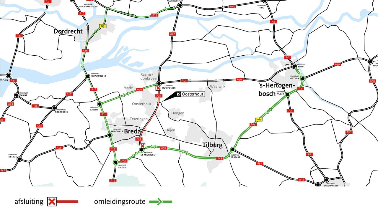 Omleidingen (Bron Rijkswaterstaat)