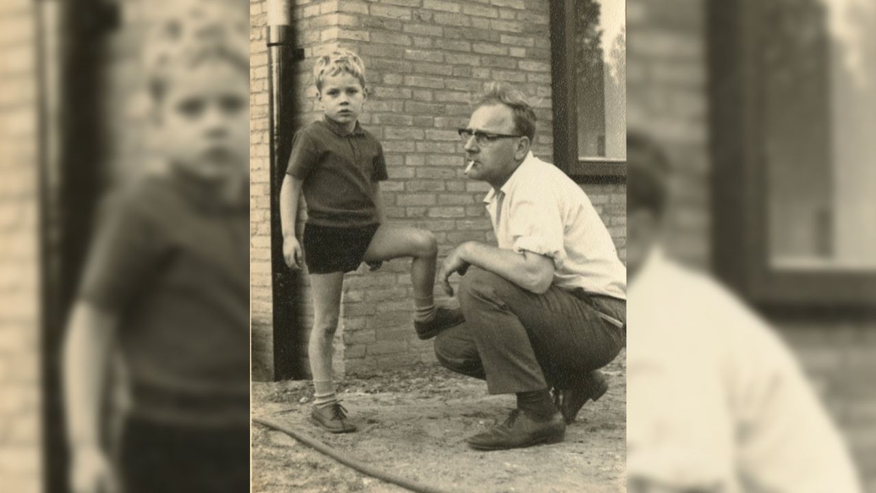 Frans als klein jongetje met zijn vader Hein die toen leiding gaf aan het bedrijf (beeld: eigen foto).