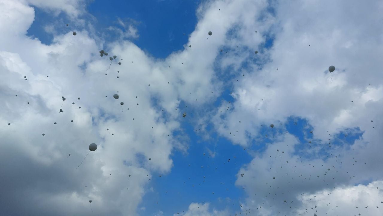 Bij de stille tocht gingen honderden ballonnen de lucht in (Foto: Omroep Brabant)