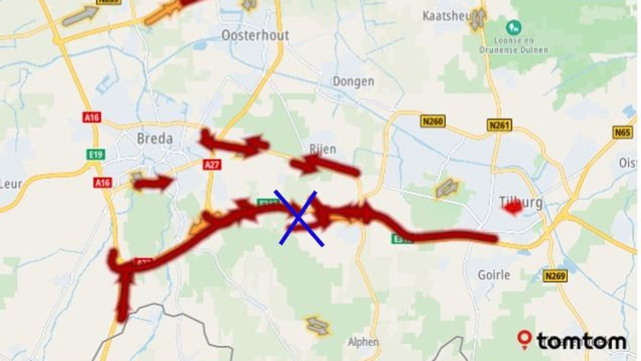 De vertraging (Foto: ANWB).