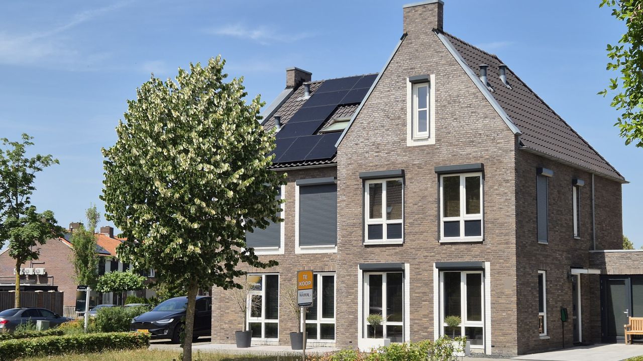 Bij een twee-onder-een-kapwoning in de Loevensteinlaan in Oosterhout, hebben beide bewoners hun huis in de verkoop staan (foto: Niek de Bruijn)