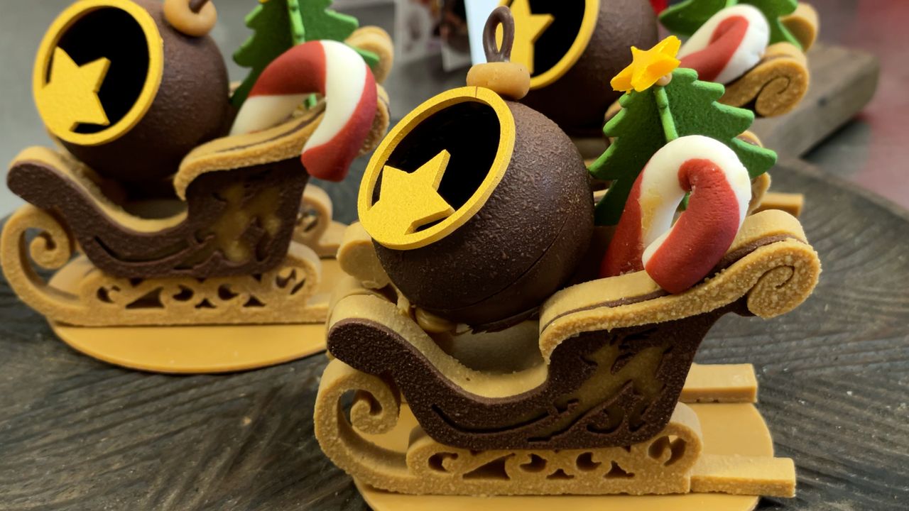 Een arrenslee gemaakt van chocolade (foto: Megan Hanegraaf).