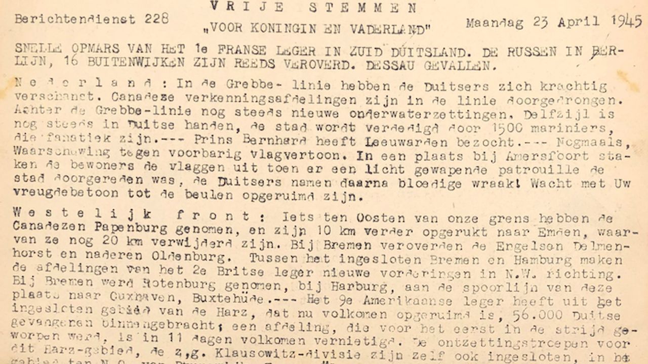De krant van 23 april 1945.