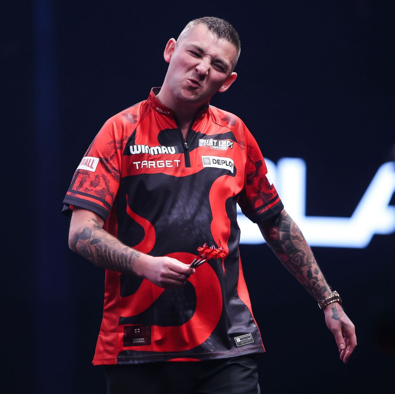 Nathan Aspinall liet kansen liggen tijdens het duel met Gian van Veen (foto: PDC).