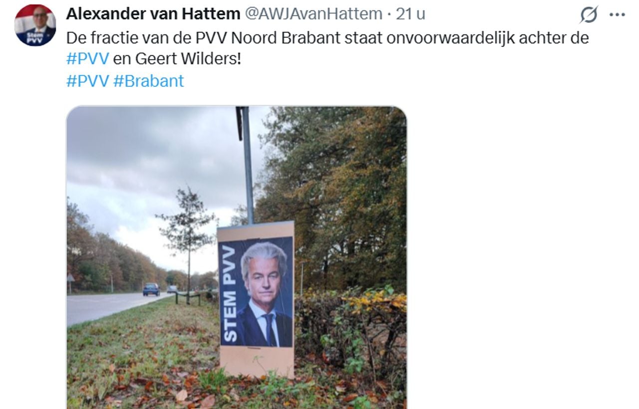 Alexander van Hattem blijft loyaal aan Wilders (bron: X)