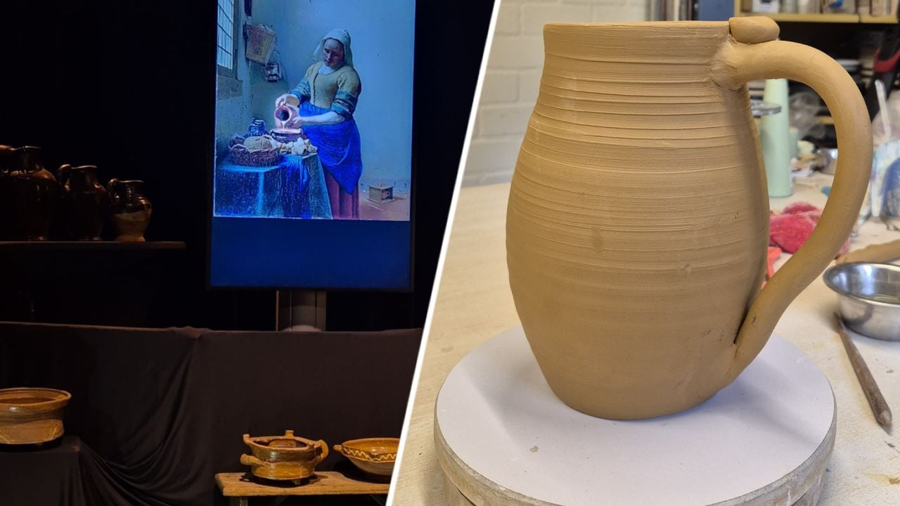 Regioverslaggever Niek de Bruijn maakte een replica van het kannetje van het 'Melkmeisje' (foto's: Niek de Bruijn).