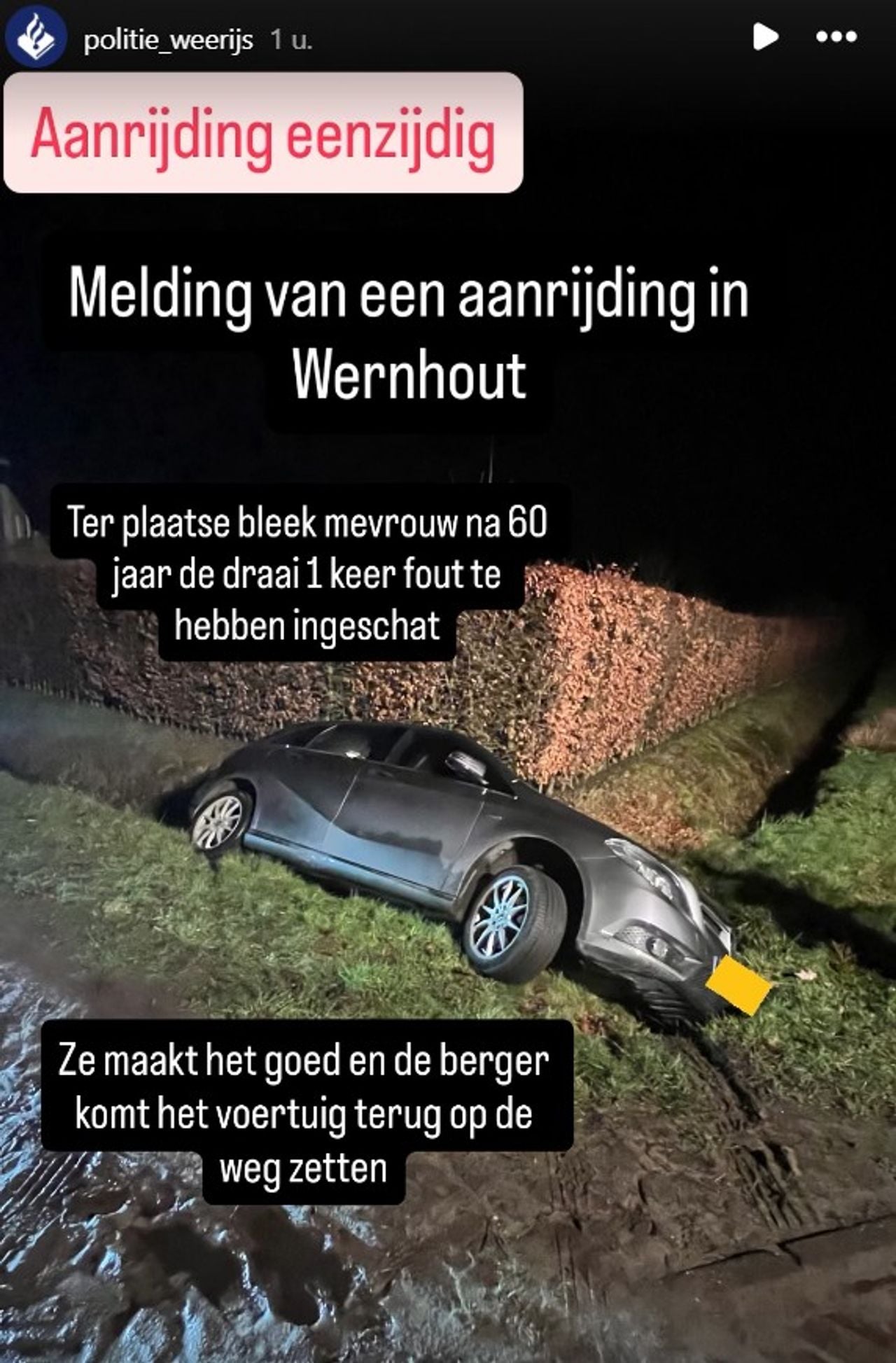 Foto: Instagram politie Weerijs.
