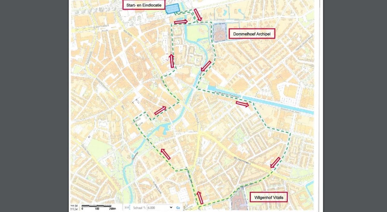 De route van de 'dynamische' manifestatie door Eindhoven (bron: gemeente Eindhoven)