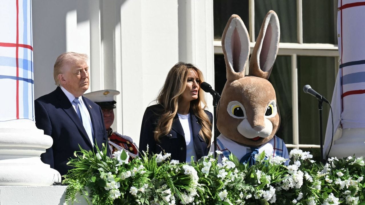 Trump sprak bij een paasbijeenkomst in de tuin van het Witte Huis - AFP