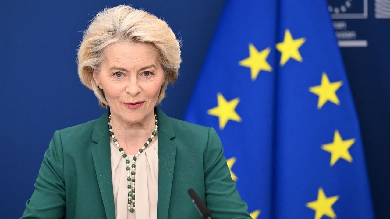 Europese Commissievoorzitter Von der Leyen gisteren in Brussel - AFP