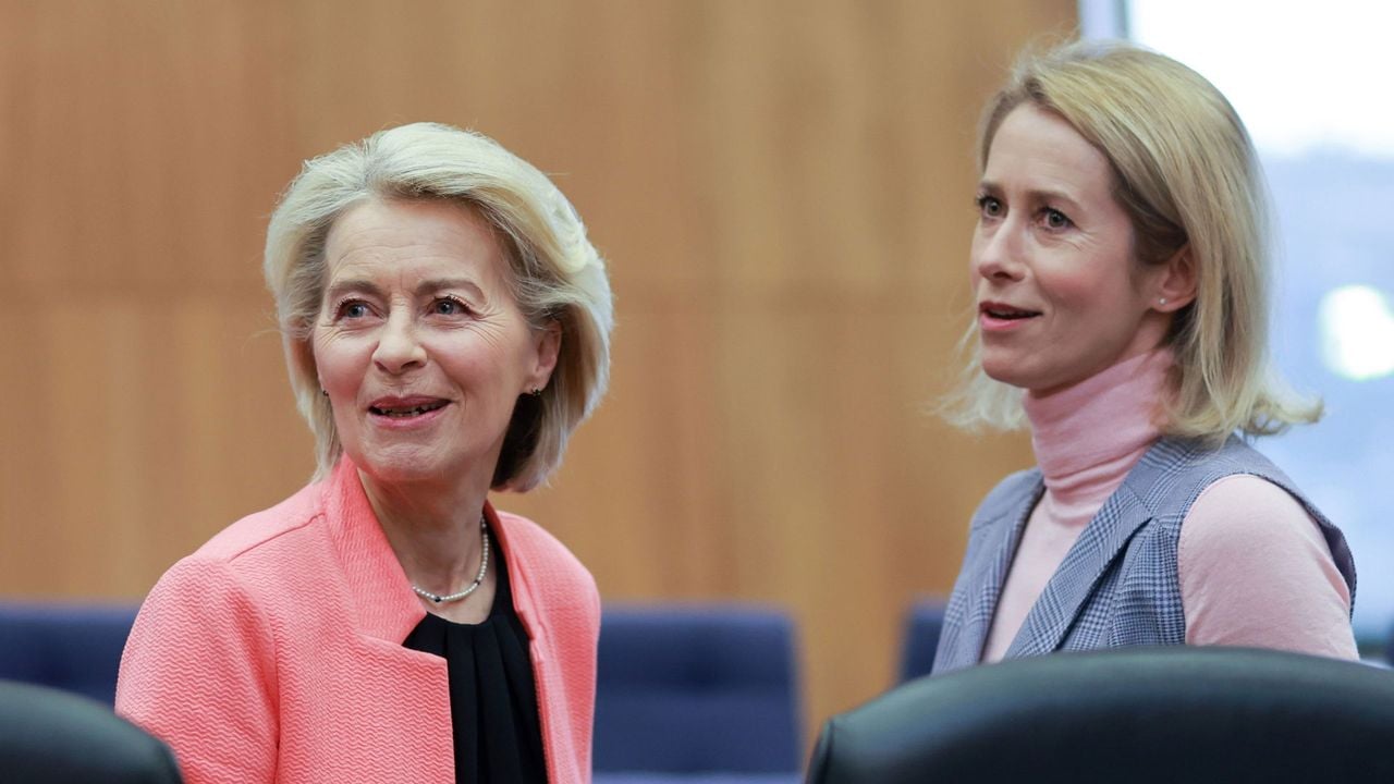 Commissievoorzitter Von der Leyen en buitenlandchef Kallas vorige maand in Brussel - EPA