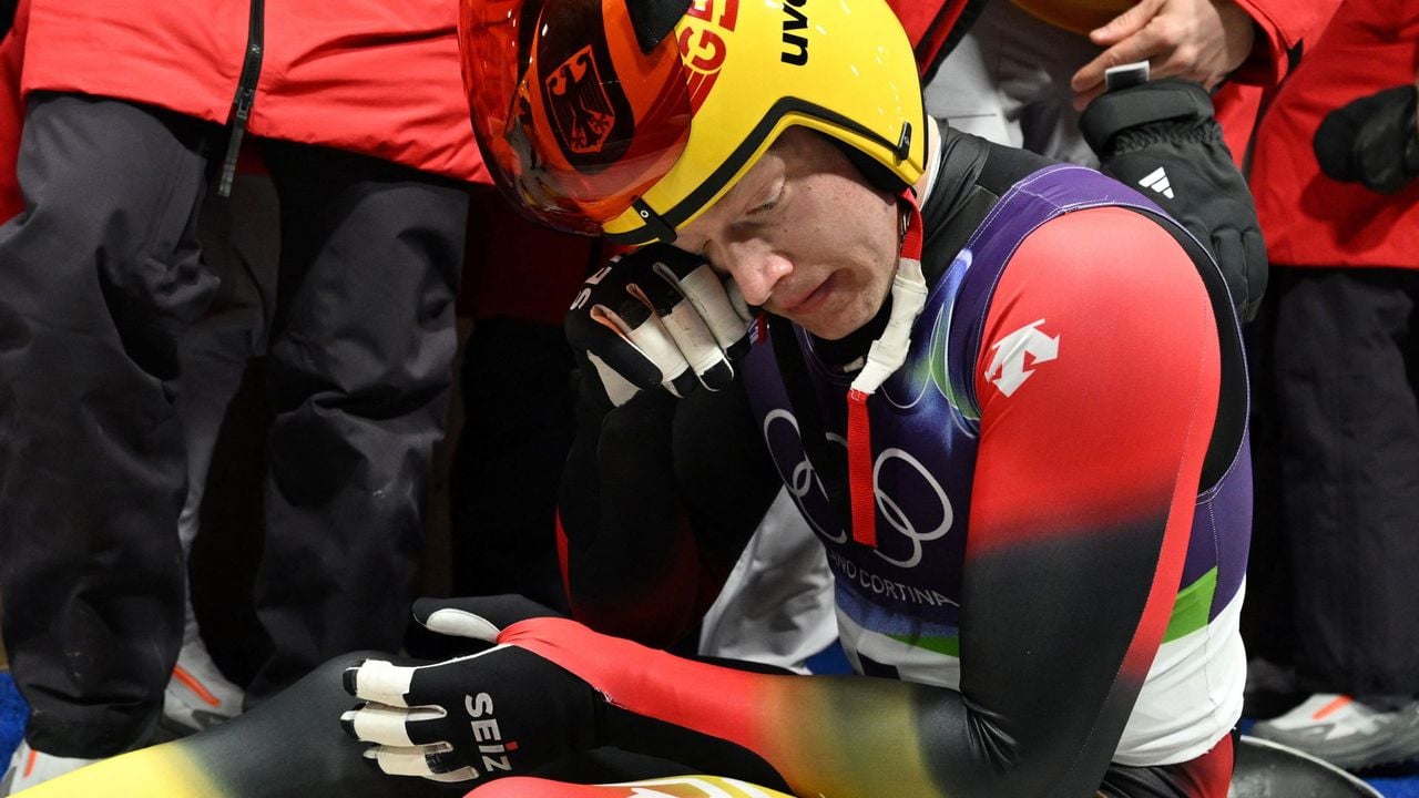 Emoties bij Max Langenhan na zijn gouden vierde run. - Reuters