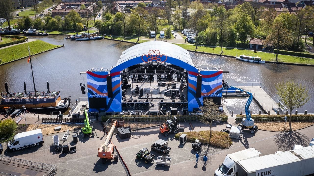 Het podium voor de Koningsdagviering, eerder deze week - ANP