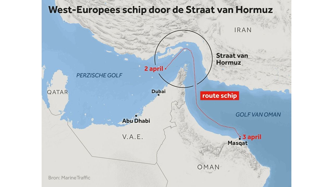 De route die het Franse schip aflegde - NOS