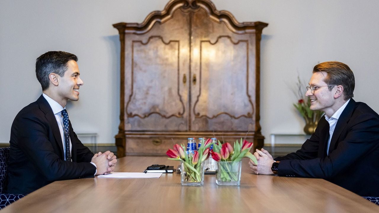 Formateur Jetten ontving vandaag ook beoogd minister van Landbouw Jaimi van Essen aan de Kneuterdijk in Den Haag - ANP