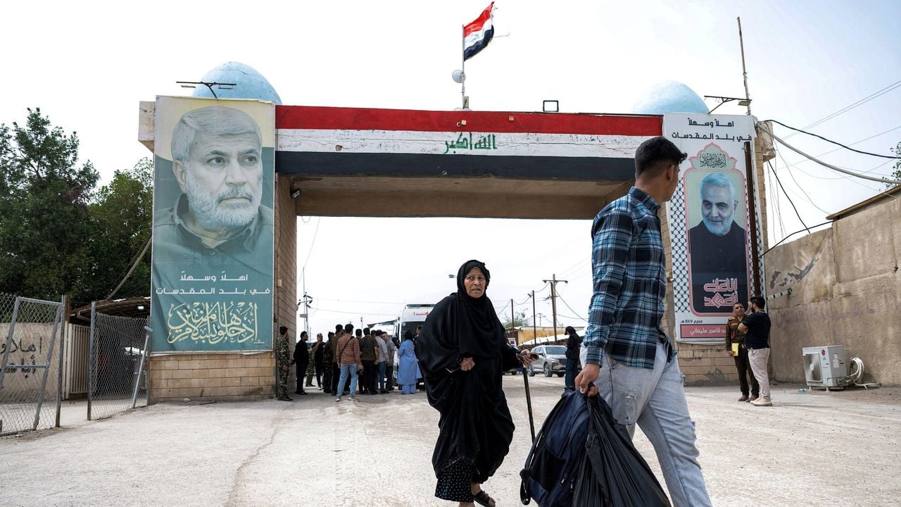 De Shalamcheh-grensovergang vanochtend, voor de luchtaanval plaatsvond - AFP