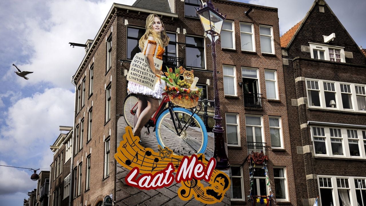 Prinses Amalia op de gevel van de Blaffende Vis (2023) - ANP