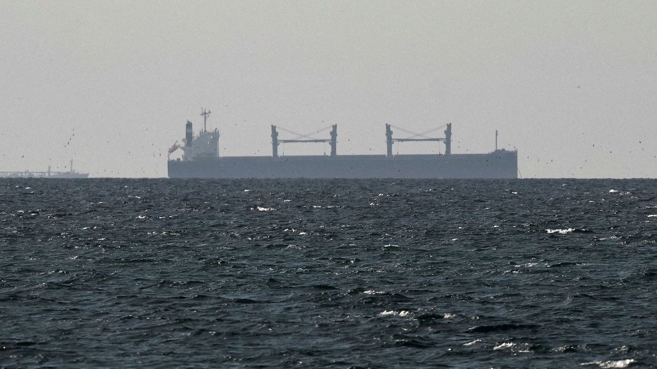 Een vrachtschip in de Perzische Golf, nabij de Straat van Hormuz - Reuters