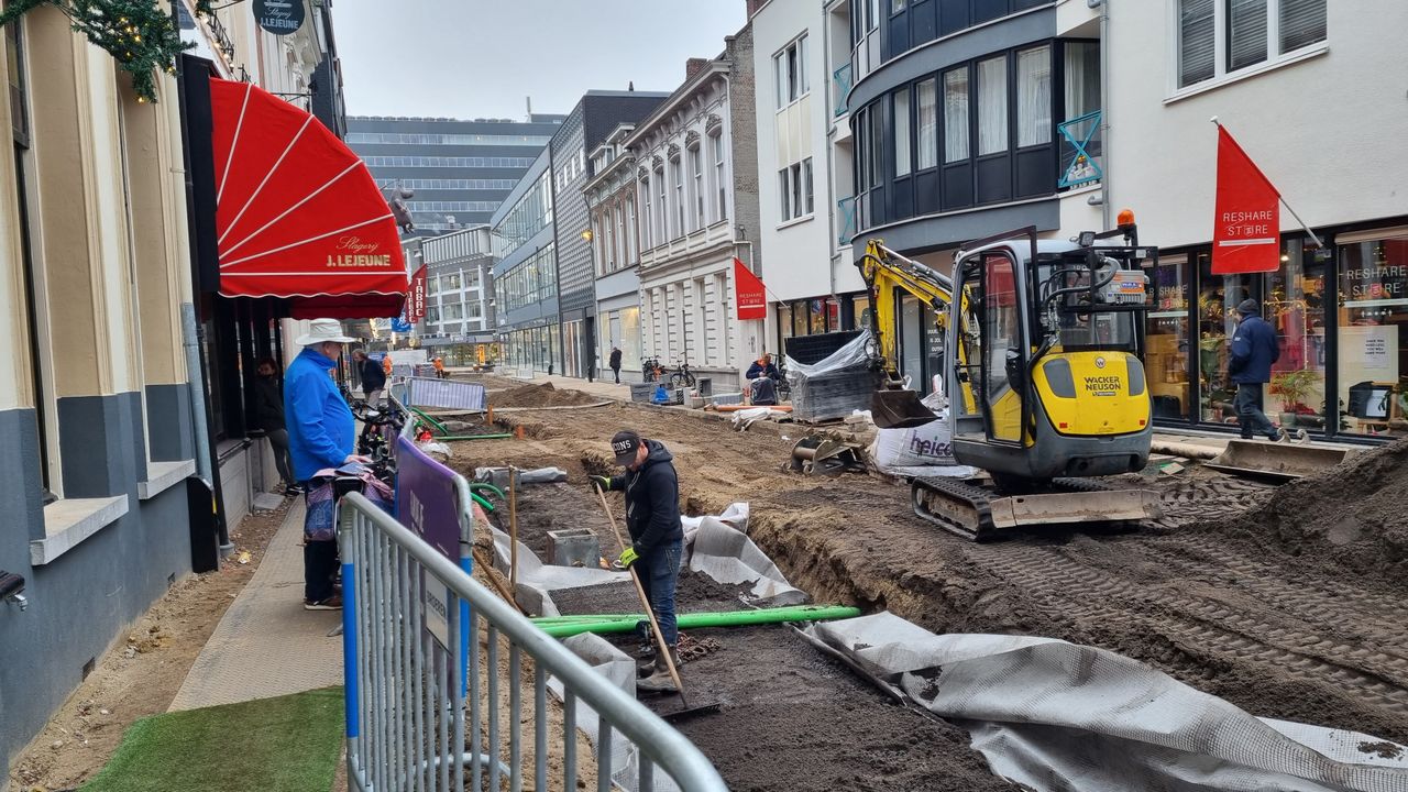 De Willem II-straat in hartje Tilburg ligt al maanden open (foto: Collin Beijk)