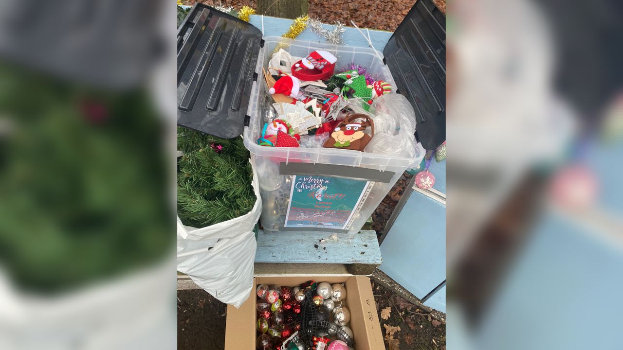 Een volle bak met kerstspullen (foto: Peter Zieleman).