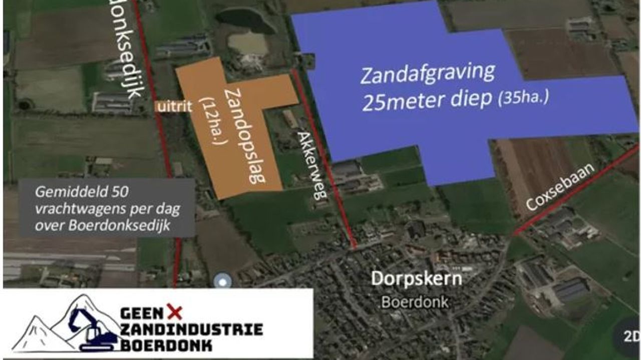 De plek waar de zandwinner moet komen (foto: Geenzandindustrieboerdonk).