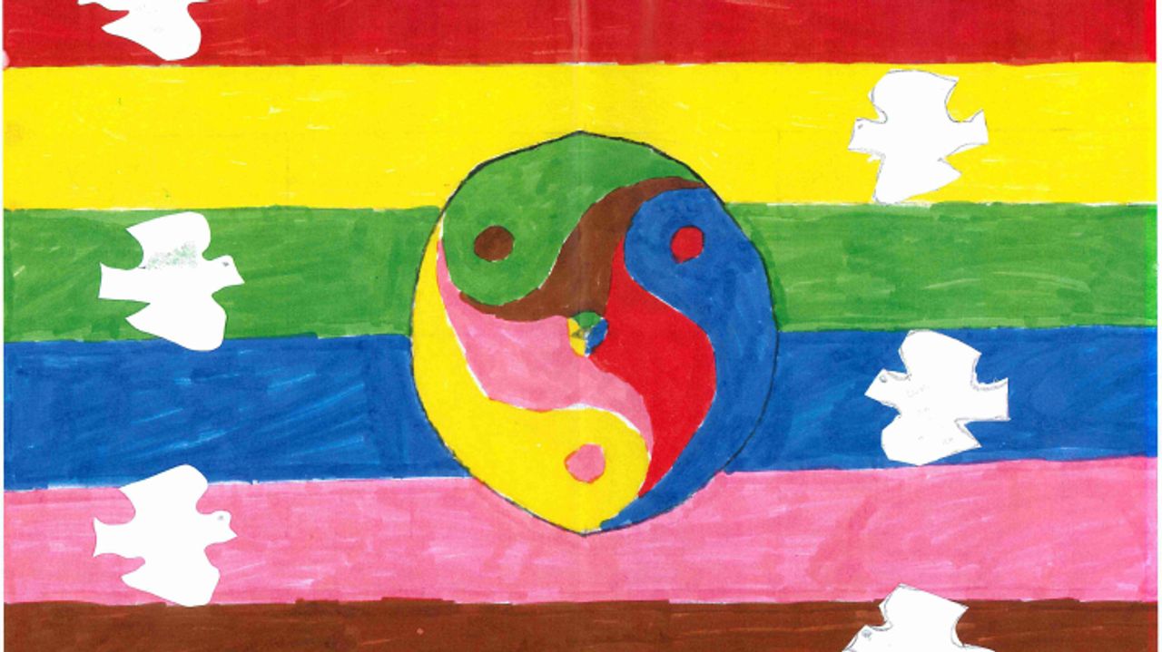 De door Storm ontworpen vredesvlag (afbeelding: gemeente Drimmelen).