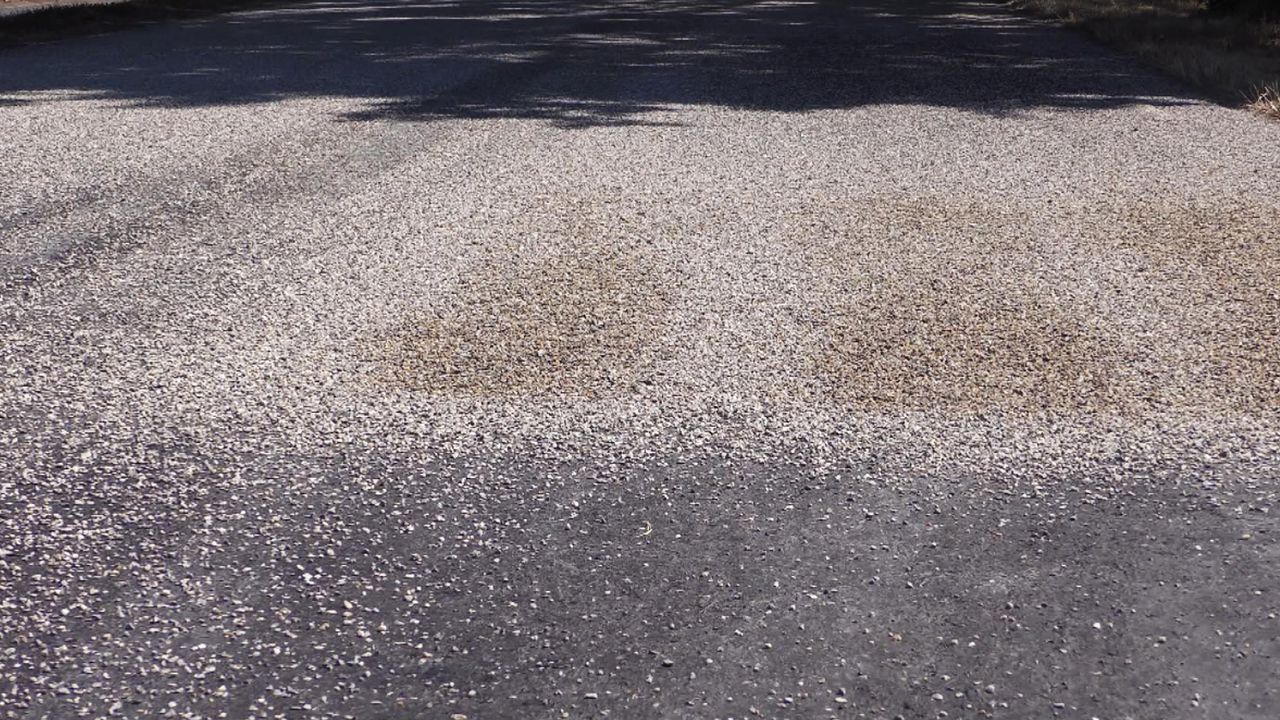 Nieuwe laag split op het wegdek (foto: ANP).