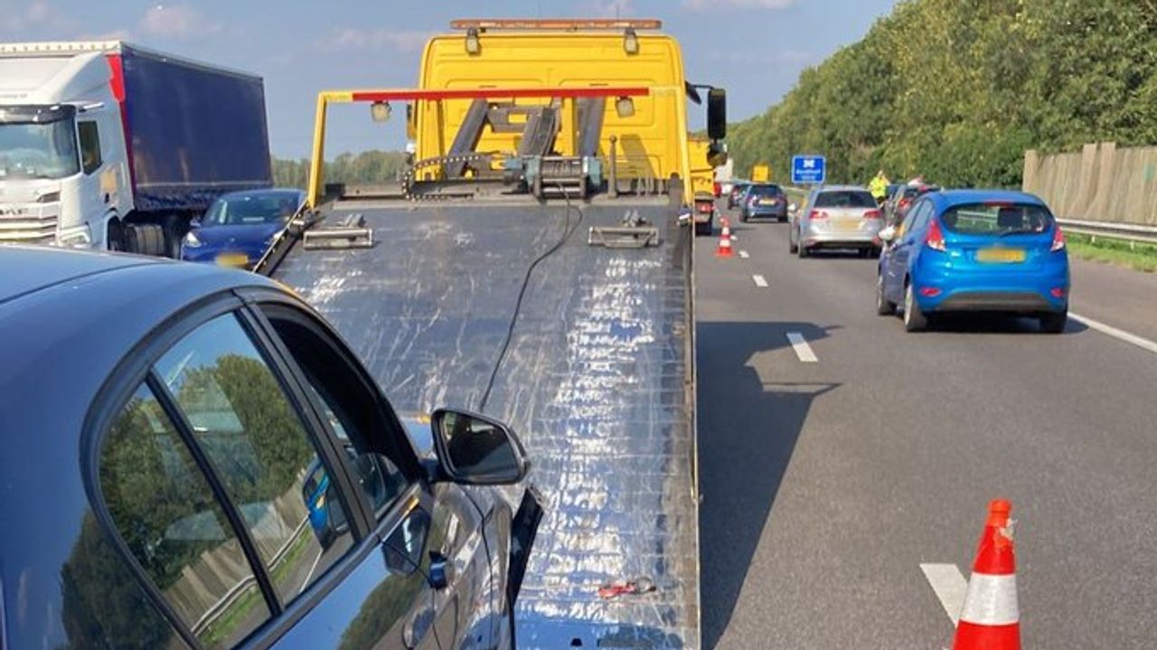 De aanhouding gebeurde in een file na een ongeluk (foto: Rijkswaterstaat).