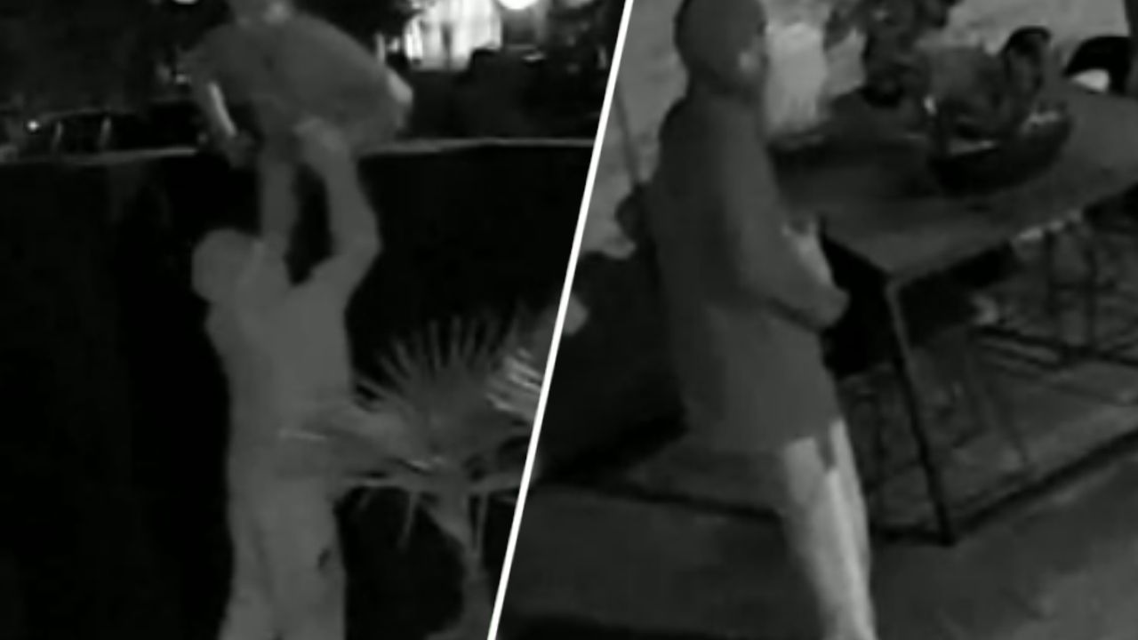 De twee verdachten die een steen door de ruit gooiden (foto: Politie).