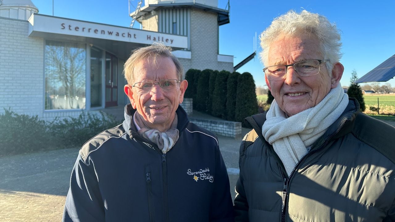 Urijan Poerink (links) en Anton Valks (rechts) voor de sterrenwacht Halley (beeld: Omroep Brabant)