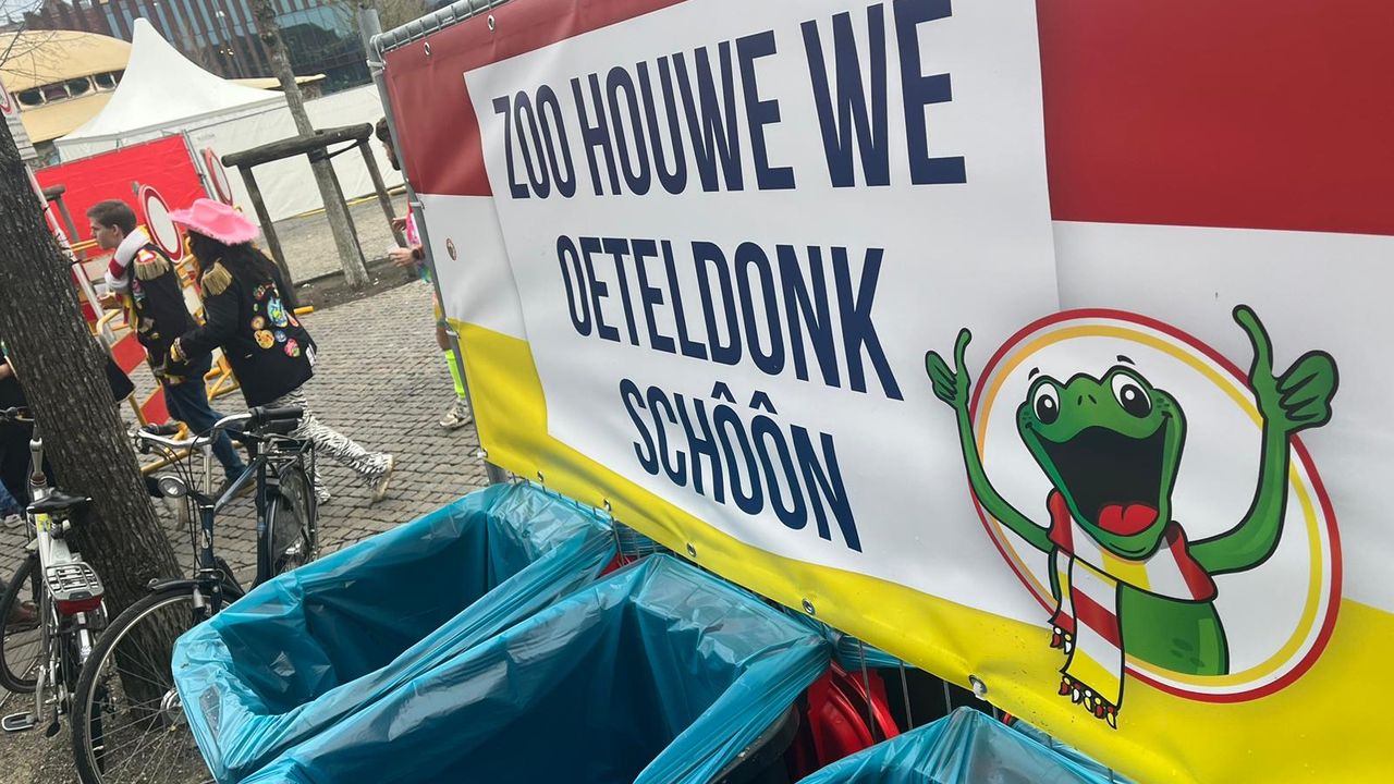 De afvalbakken die de gemeente voor carnavalsvierders neerzet (foto: Omroep Brabant)