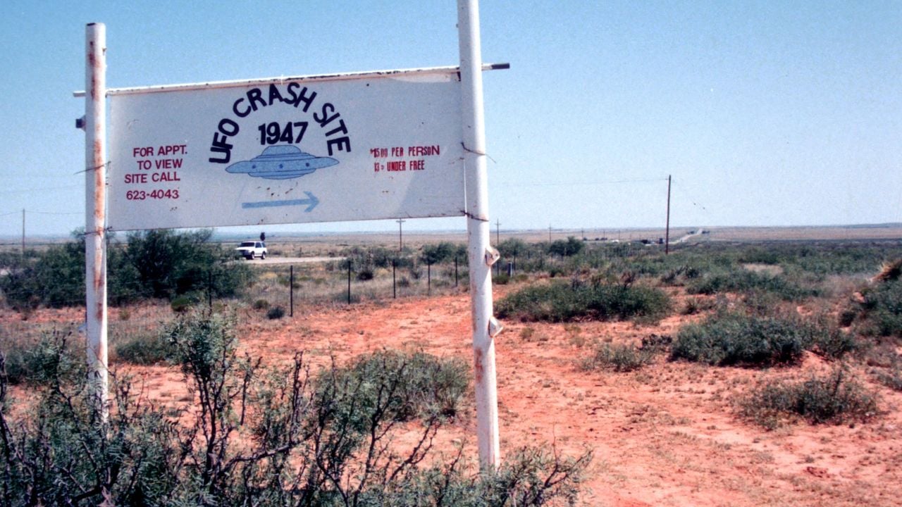 De plaats in Roswell waar in 1947 een UFO zou zijn neergestort (foto: ANP).