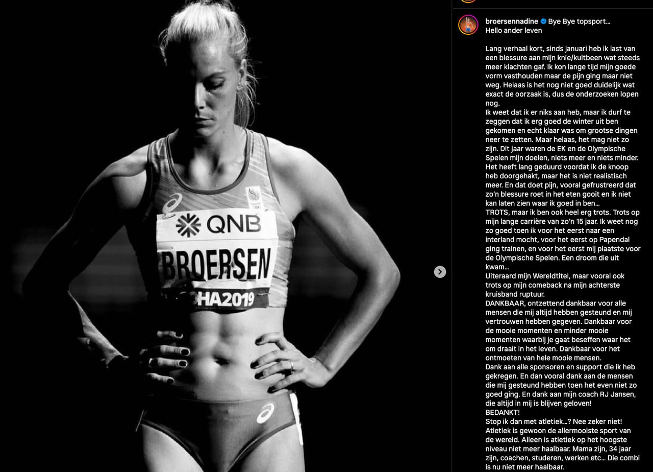 Het bericht van Nadine op Instagram.