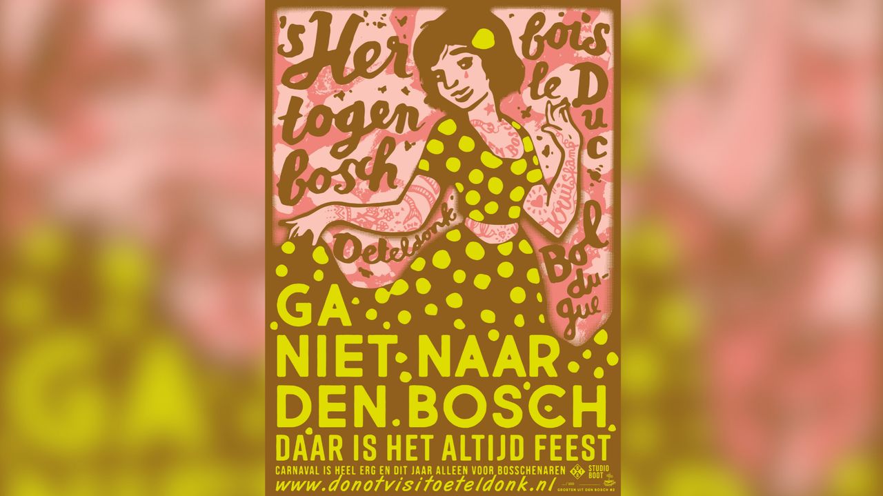 De poster uit 2021 waar de slogan van de campagne op geïnspireerd is (Foto: Edwin Vollebergh).