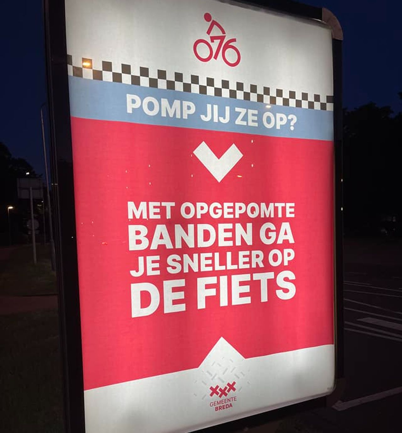 'Met opgepomte fietsbanden ga je sneller op de fiets. Gemeente Breda