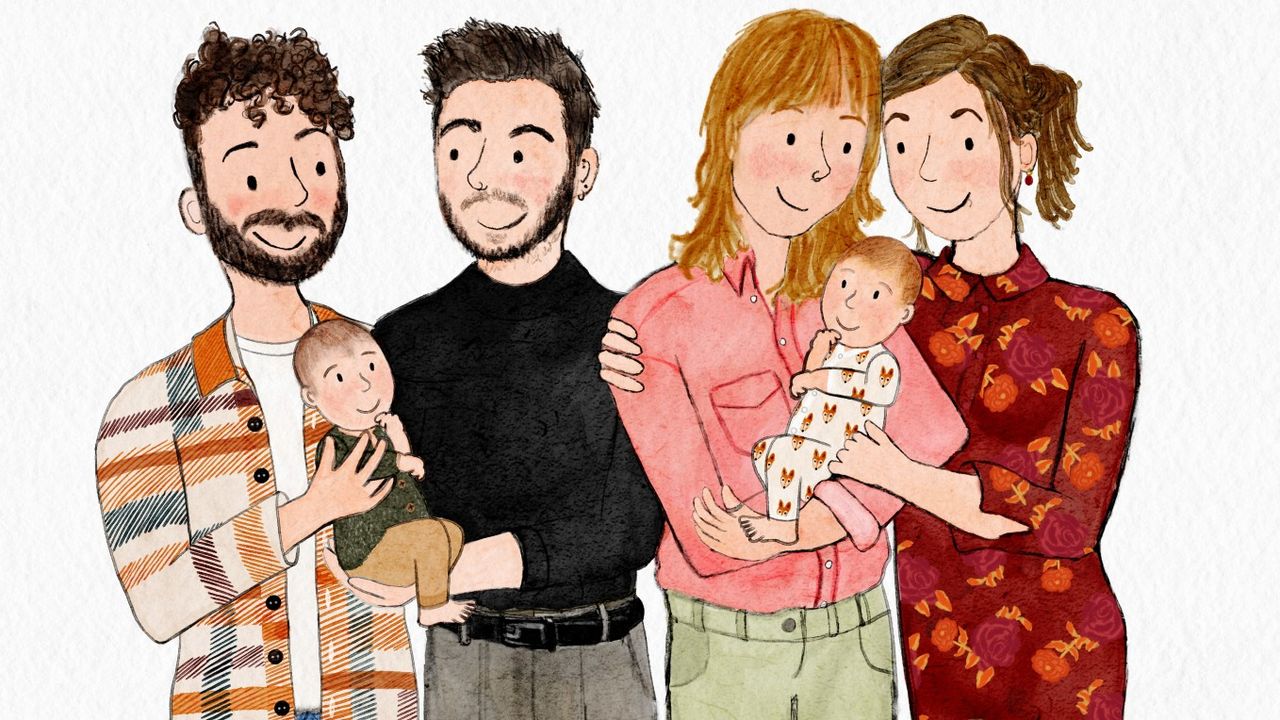 Een tekening van de koppels (door: Judith Verbaan).