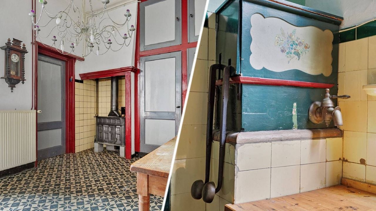 De keuken van het huis, met oude waterpomp (foto's: Wouters Makelaardij).