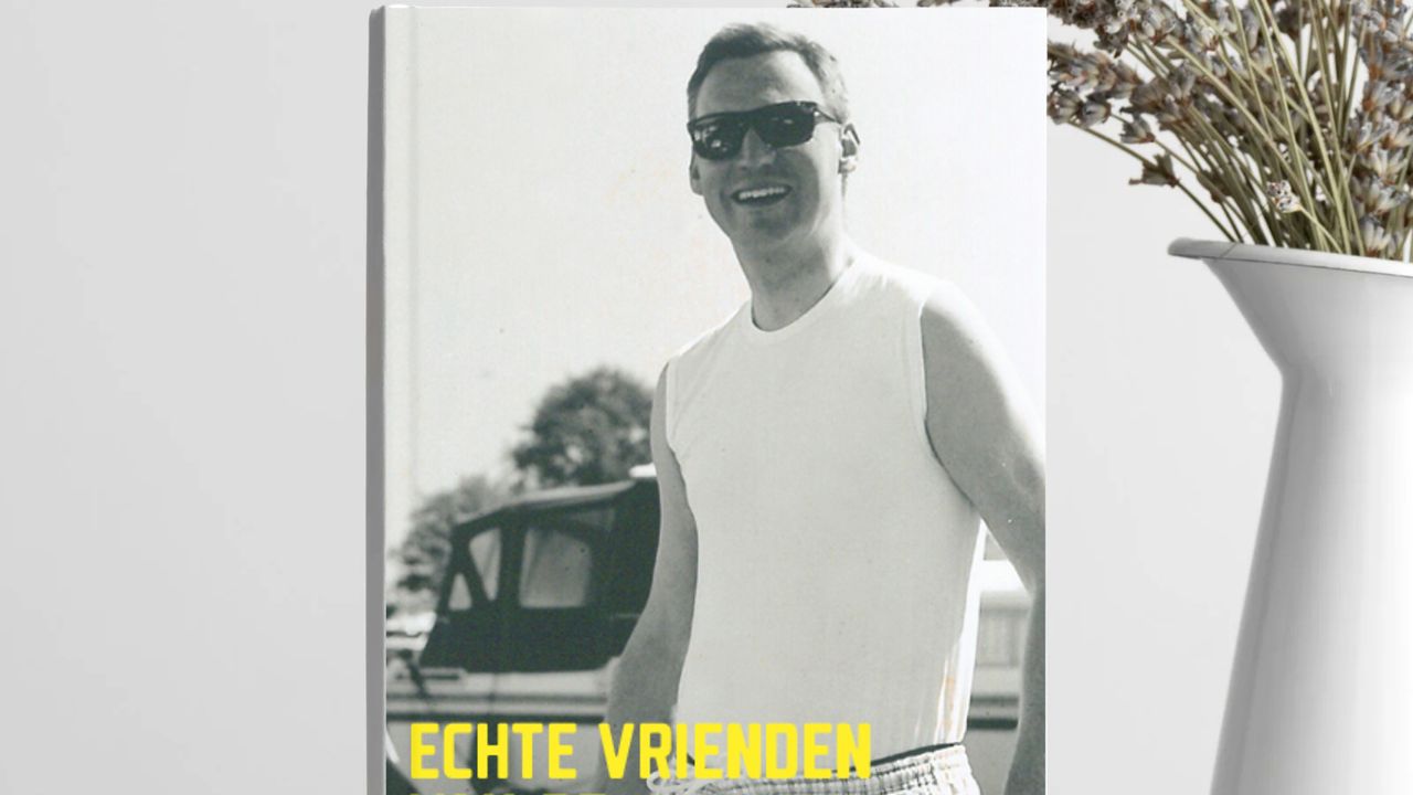 Pastoor Harm Schilder op vakantie, het opvallende omslag van het boek 'Echte vrienden van de bruidegom'.