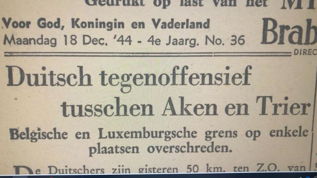 De voorpagina van Brabants Nieuwsblad voor Roosendaal en omgeving (foto: Delpher)