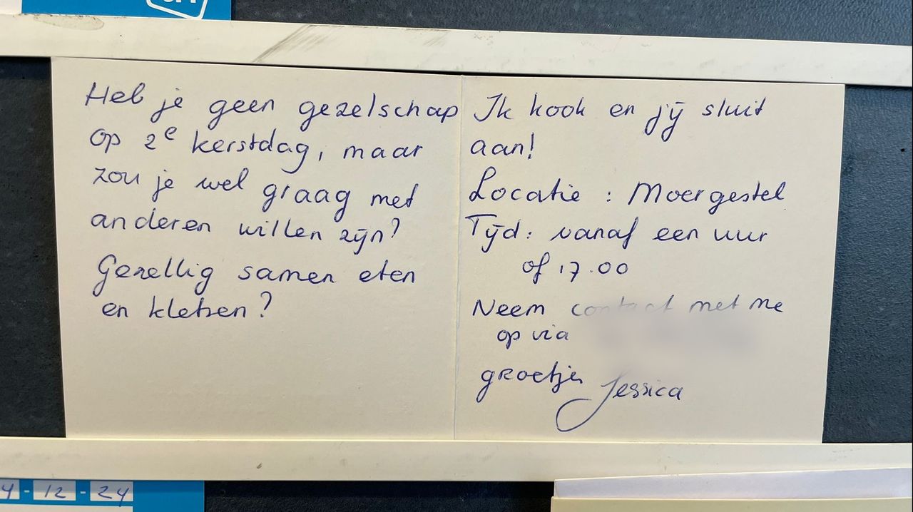 Het oproepje van Jessica in de supermarkt (foto: Karin Kamp).