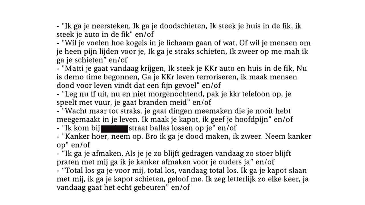 Een greep uit de dreigementen. 