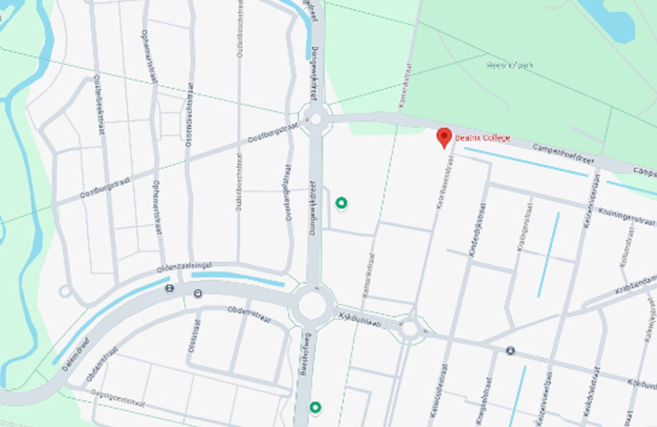 De twee rotondes waar het over gaat. (Foto Google Maps)