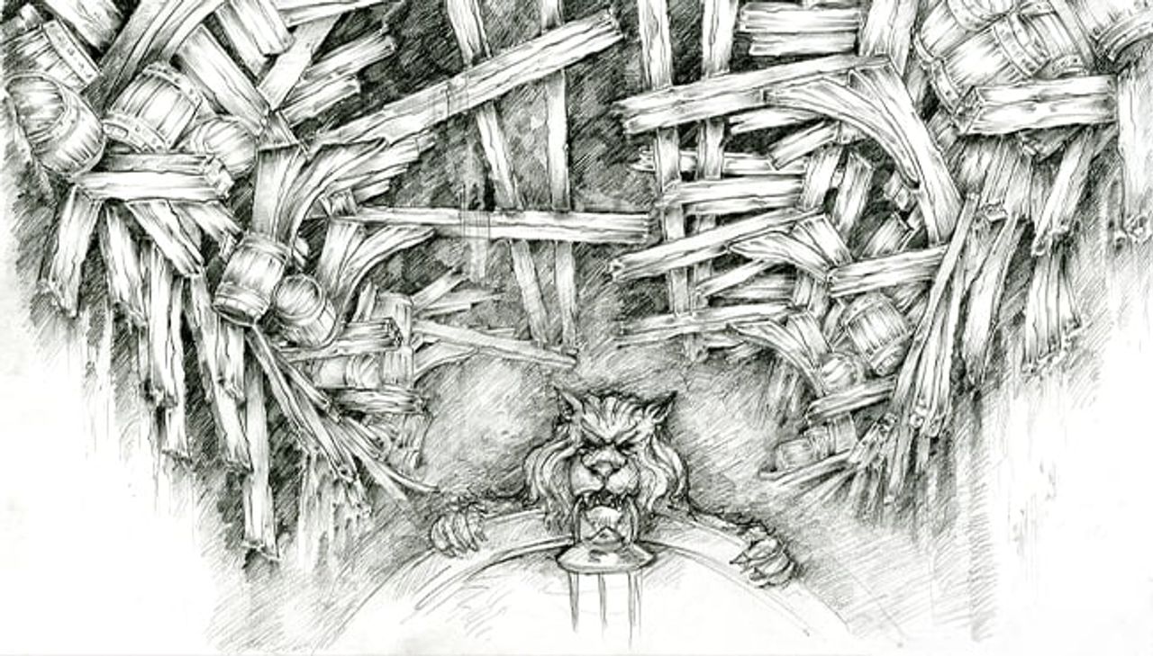 Een eerste schets van de vernieuwde scène door Efteling-ontwerper Karel Willemen (beeld: De Efteling).