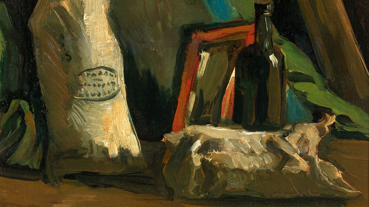 Het werk 'Stilleven met twee zakken en een fles' (foto: MS Rau Gallery, New Orleans).