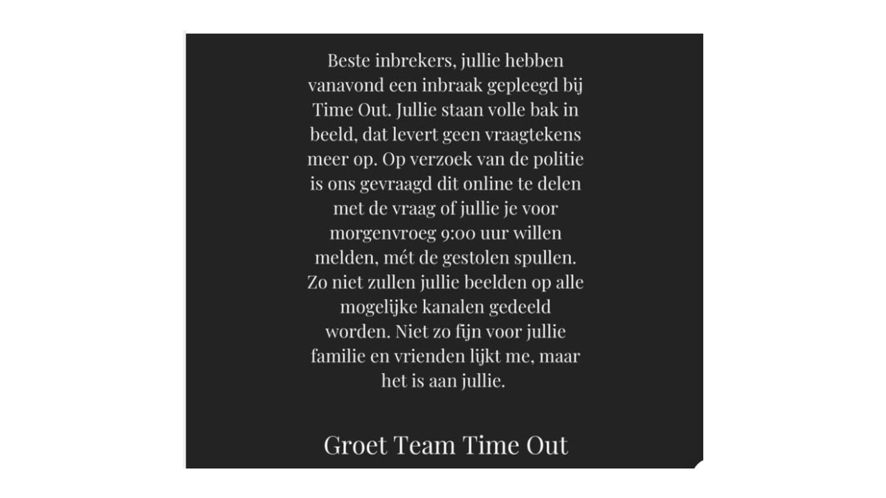 Deze oproep verscheen vrijdagavond op Facebook. 