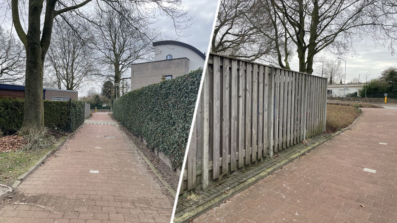 Het fietspad en de schutting waar de man gevonden werd (foto: René van Hoof).