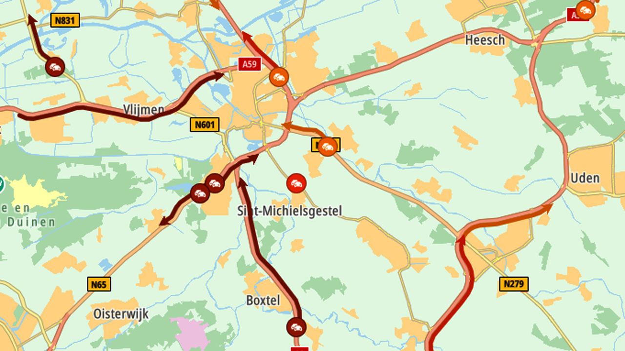 De verkeerssituatie rond zes uur. (Foto: TomTom)