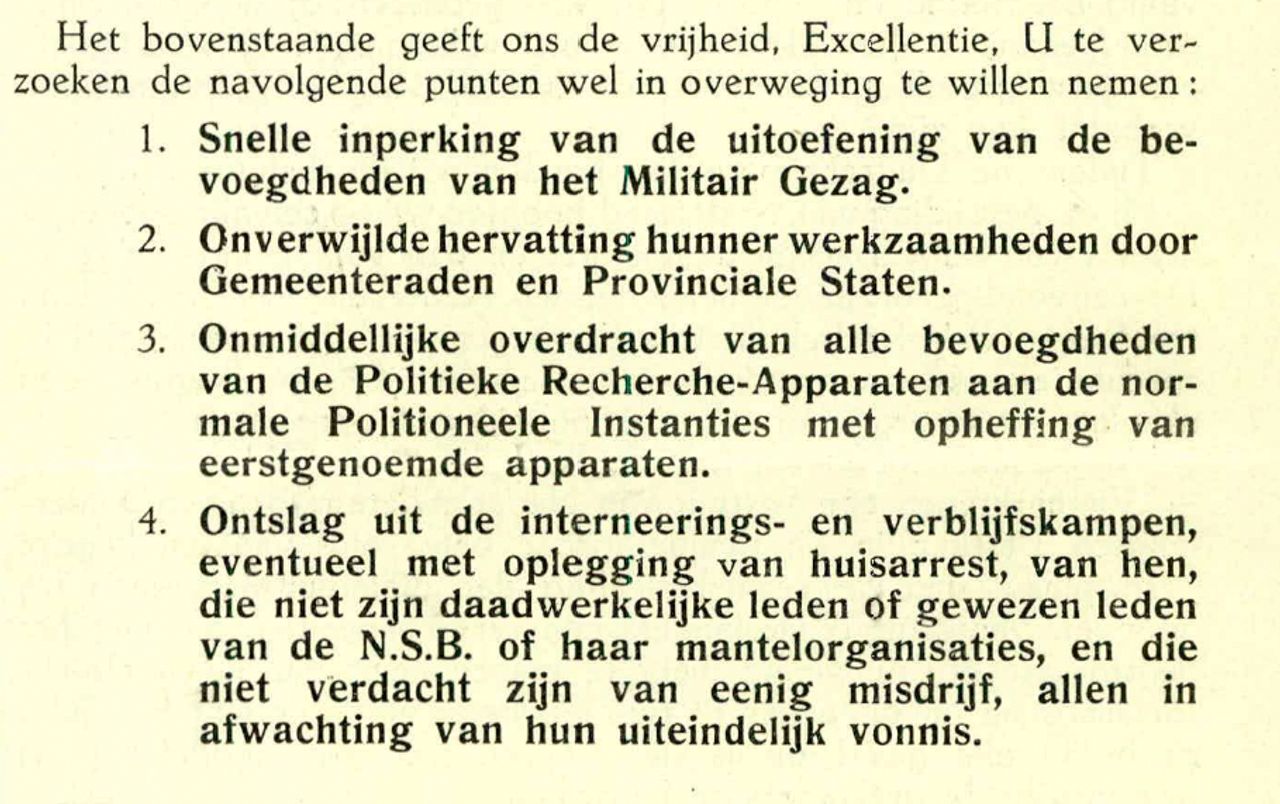 Stuk uit brief vanuit Bergen op Zoom met verzoeken aan de regering (foto: collectie Johan van Doorn)