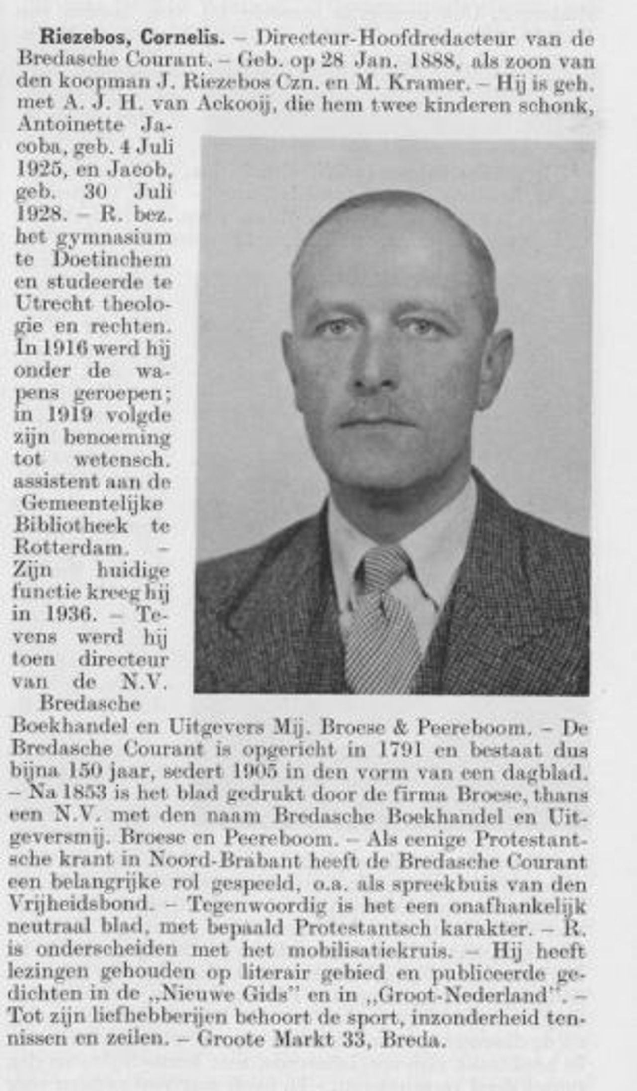 Passage over Cornelis Riezebos (foto: Van Holkema& Warendorf BV )