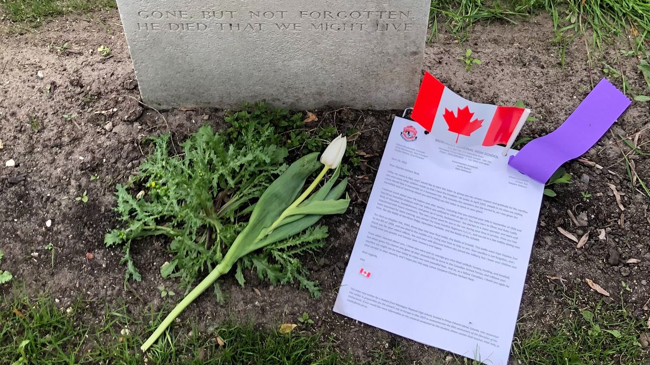 De studenten lieten een tulp achter en een brief, gedicht of tekening (foto: Willem-Jan Joachems)
